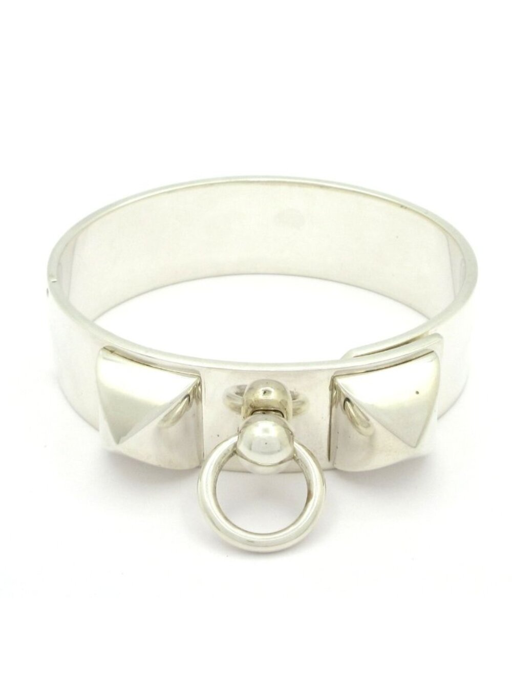 Hermes Bangle Collier de Chien MM Silver Bracelet